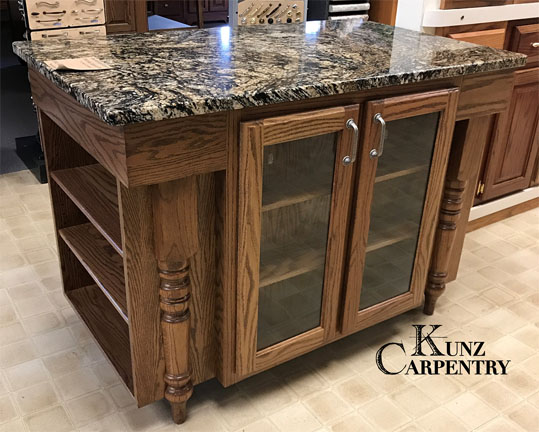 Oak Kitchen Island w/ Granite Top