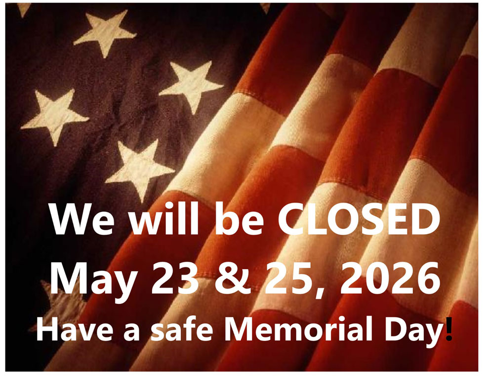 Closed May 23 & 25