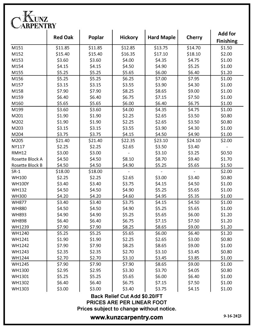 Molding Kunz Carpentry